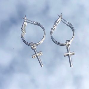 Cross hoop earrings